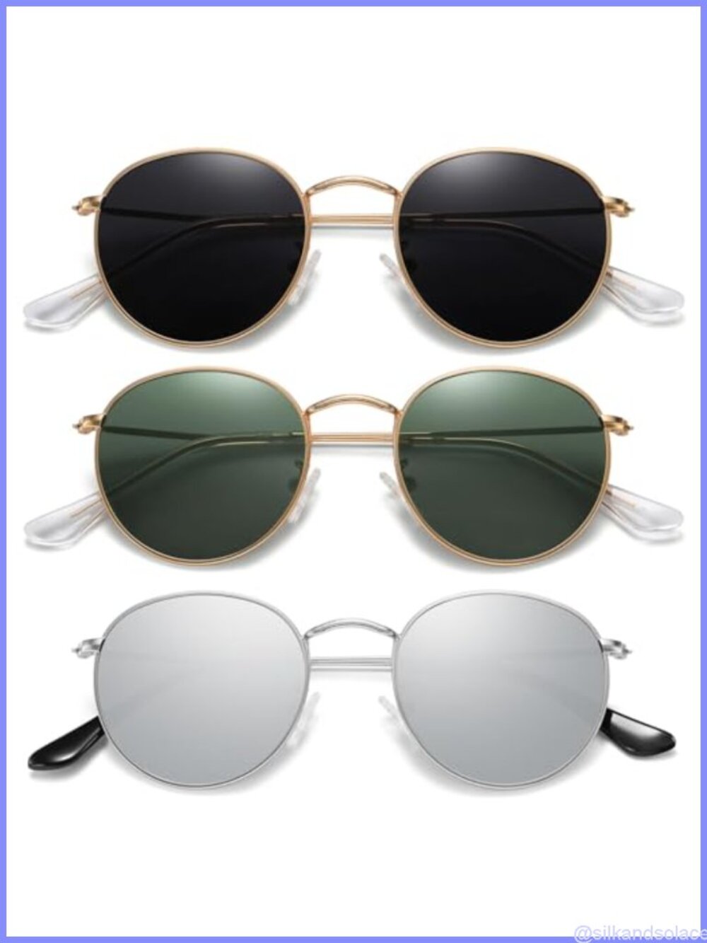 Round Polarized Sunglasses Retro Stainless Steel Frame UV400 Protection